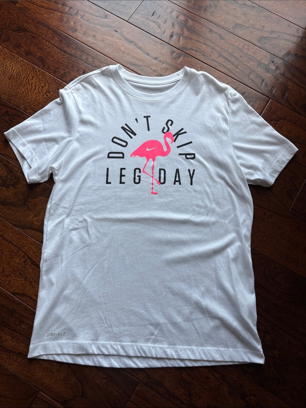 Nike White Short-Sleeve Graphic Tee with Pink Flamingo